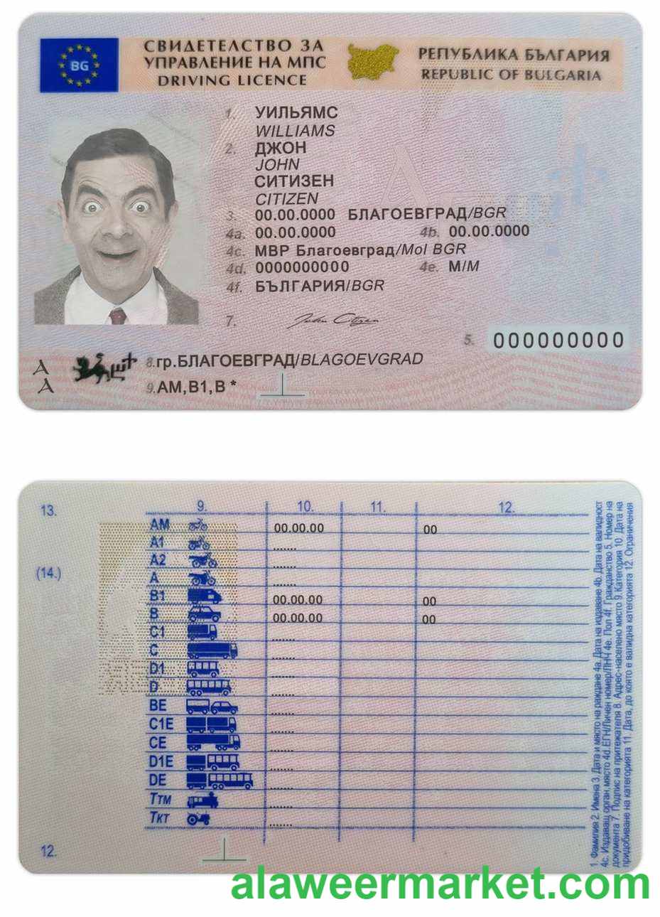 Bulgaria driving license template in PSD format,fully editable(2010present)